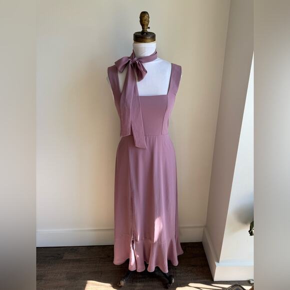 SHOW ME YOUR MUMU CLAIRE MIDI DRESS ANTIQUE ROSE SIDE SLIT SIZE XS - Picture 8 of 10